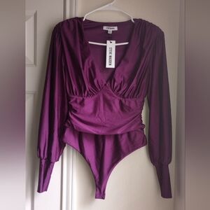 Steve Madden Purple Long Sleeve Bodysuit Size S